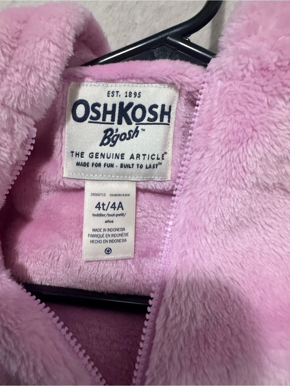 OshKosh B'gosh Pink Plush Hooded Zip Jacket